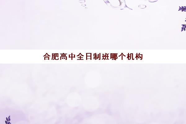 合肥高中全日制班哪个机构好一点啊？2025年最新权威排名前十榜单、各校特色解析与科学择校全指南