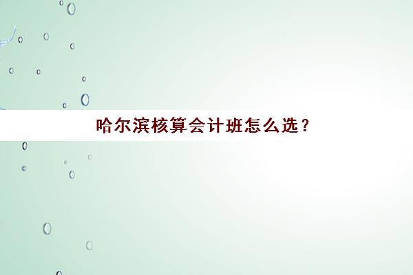 哈尔滨核算会计班怎么选？2025年十大机构课程特色与择校指南
