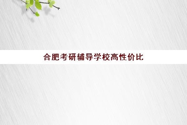 合肥考研辅导学校高性价比公办机构如何选择？2025年最新TOP5权威排名、课程费用深度解析与择校全指南
