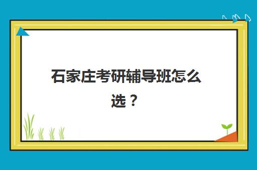 石家庄考研辅导班怎么选？2025年招生校区分布与择校全攻略